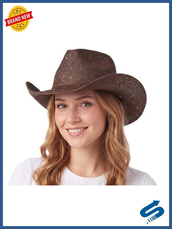 Sparkly Sequin Cowboy Hat with Suede String Trim